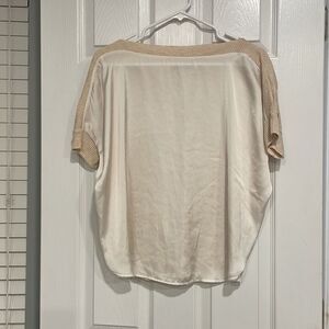 Zara silk like short sleeve cream top size S